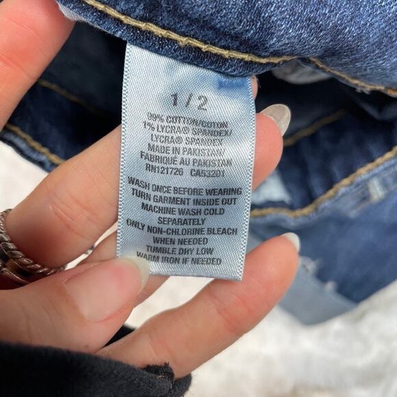 AEROPOSTLE Juniors 1/2 Blue Jean Cuffed Denim Shorts y2k Cutoff Low Rise 28 - Picture 3 of 4